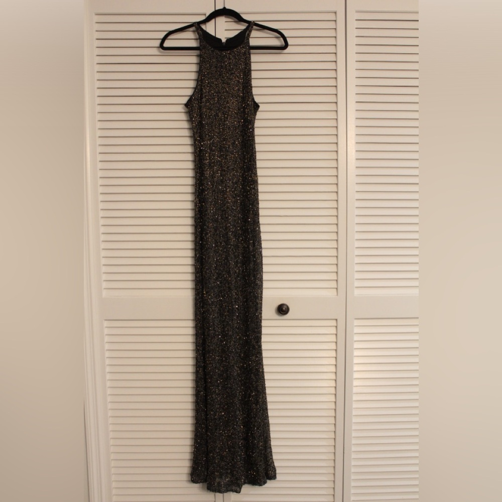 NWT Badgley Mischka Beaded Maxi Evening Gown